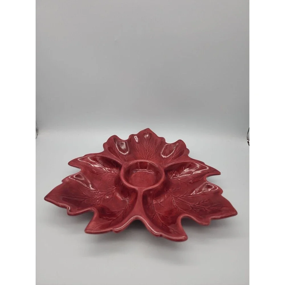 Holland Mold Leaf Relish Dish Fall Color Ceramic Serving Dish Autumn Leaves